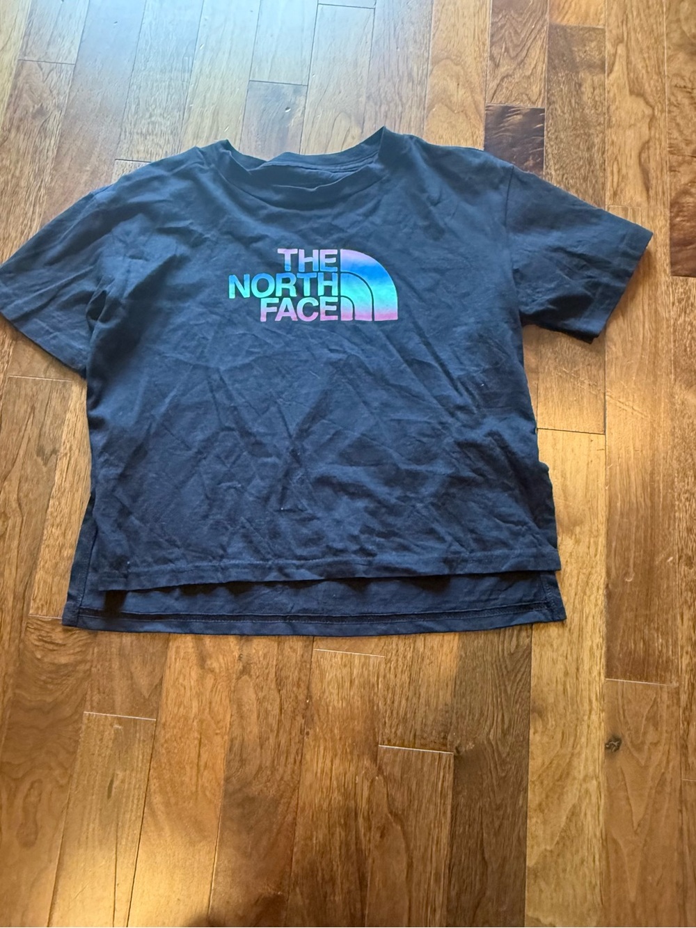 The North Face Black Tee with Iridescent Rainbow Logo - NEW